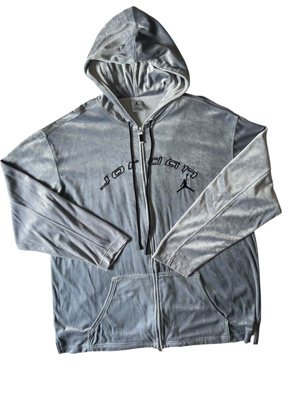 Vintage Nike Michael Jordan Velour Silver Jacket Size XXL Double Zipper Hooded